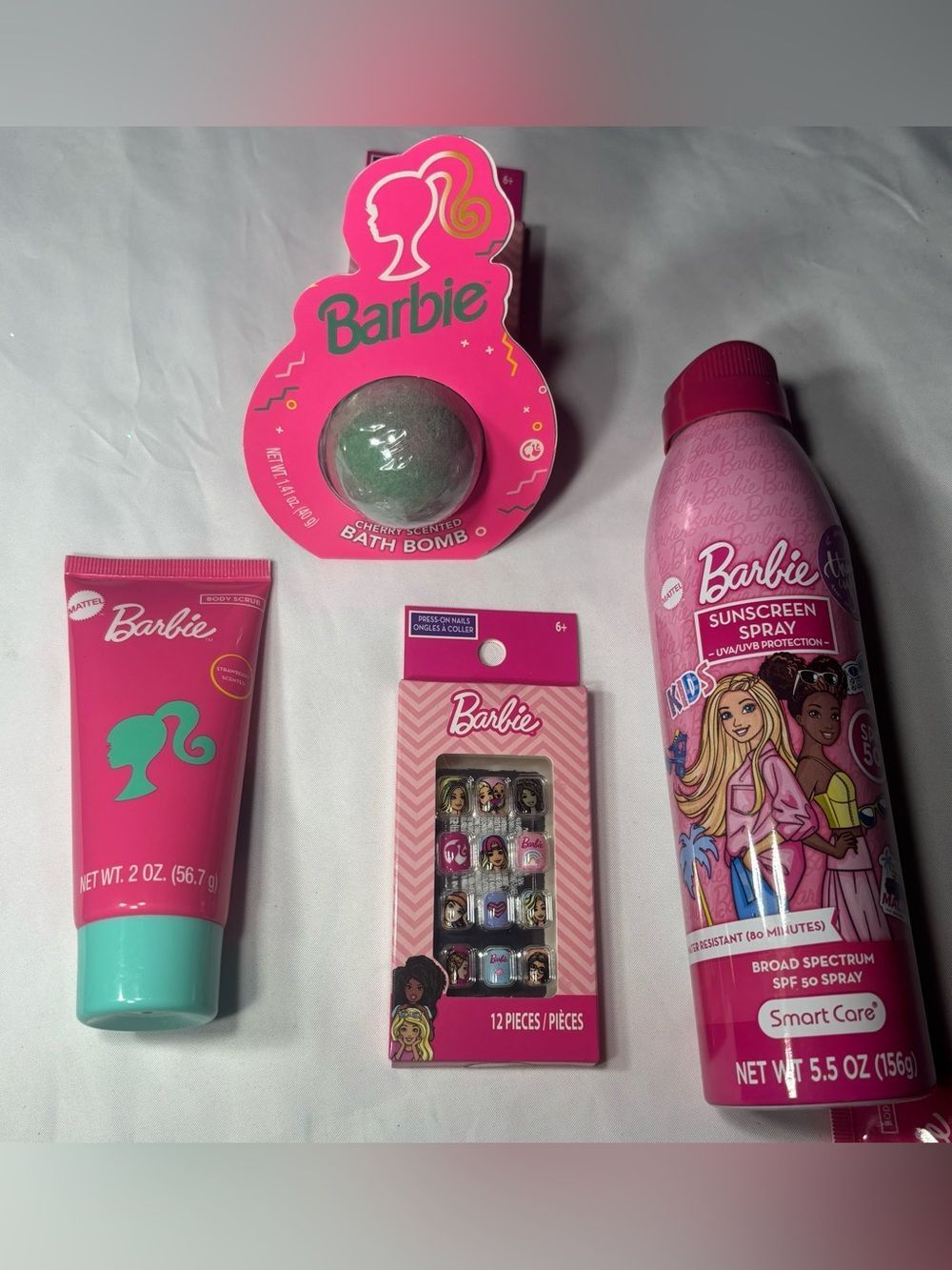 4 New Barbie Pink and Teal Kids Bath & Sunscreen Gift Set